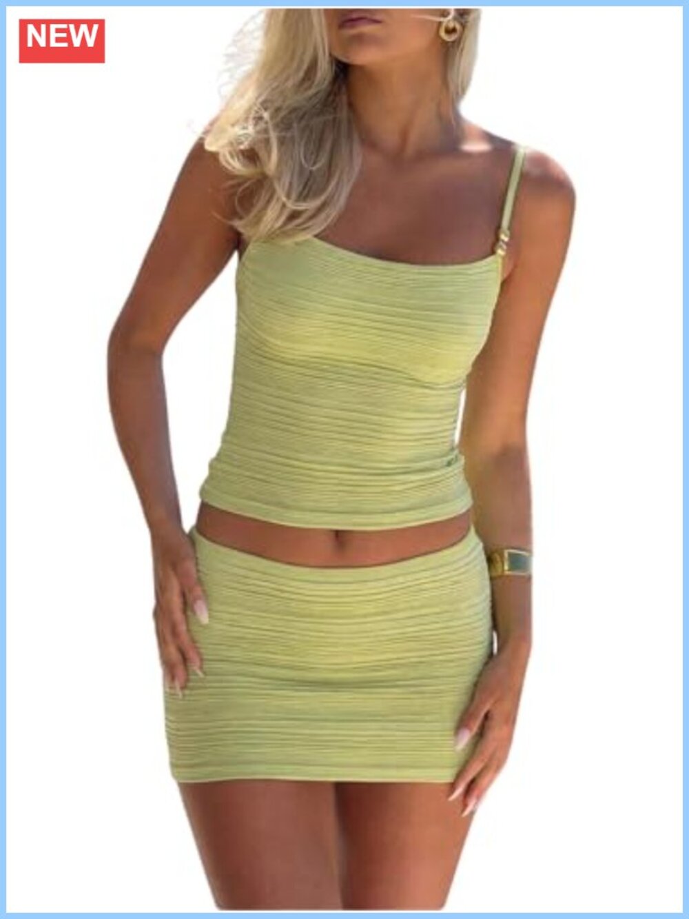Women's Beaded Crop Cami 2 Piece Skirt Set Low Rise Slim Fitgoing Out Festival
